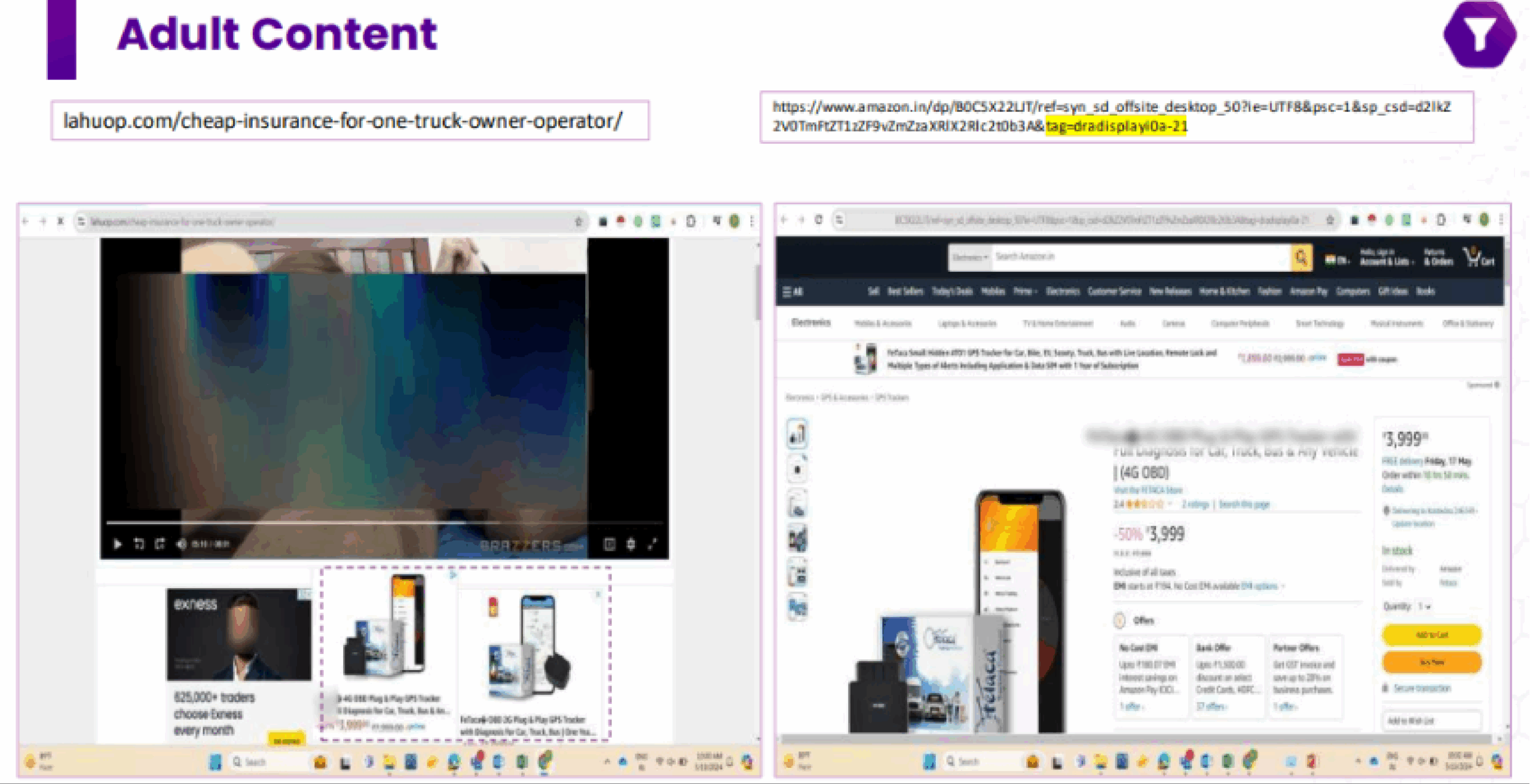 Ads Placed on adult sites
